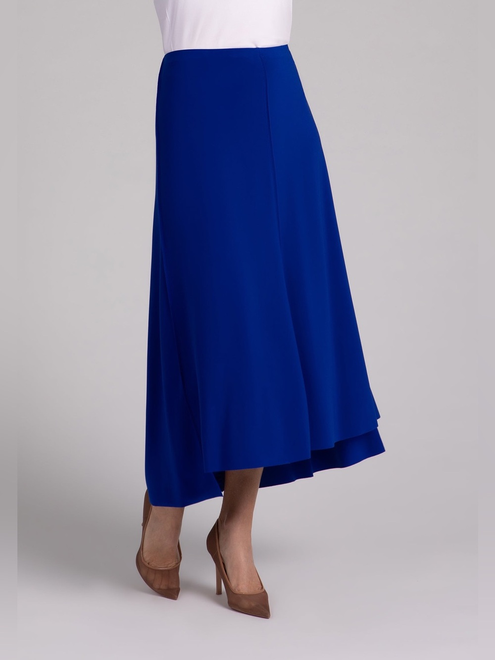 Sympli Flounce A-Line Midi Skirt Lapis